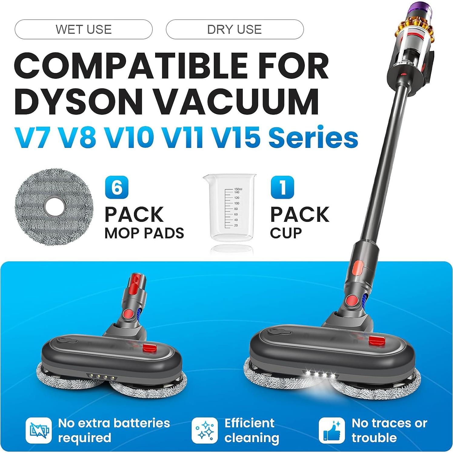 Cabezal de Mopa Eléctrico BTRSOLUS para Aspiradora Dyson V7 V8 V10 V11 V15