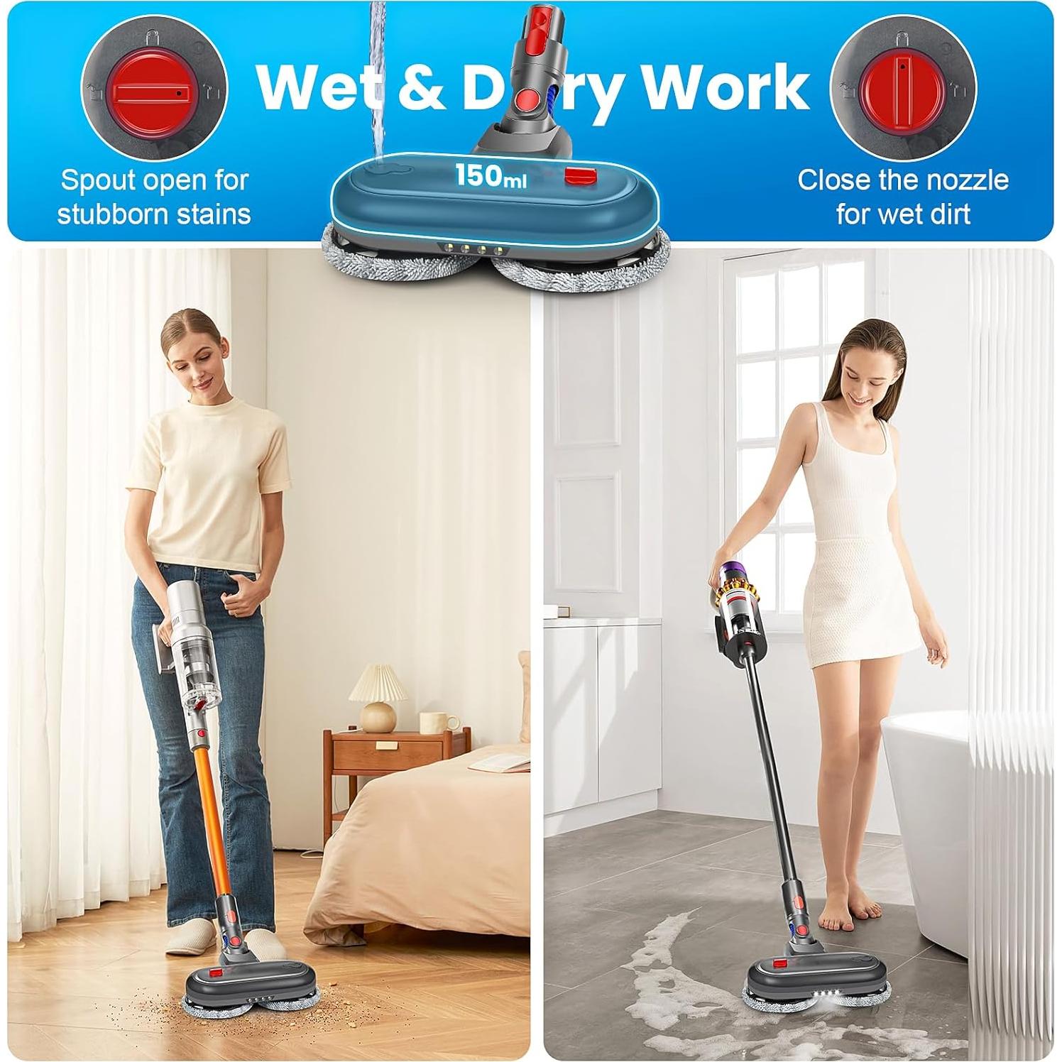 Cabezal de Mopa Eléctrico BTRSOLUS para Aspiradora Dyson V7 V8 V10 V11 V15