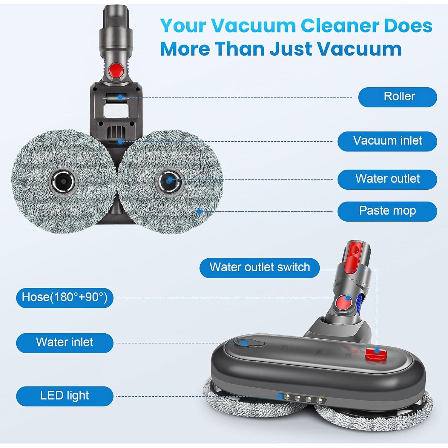 Cabezal de Mopa Eléctrico BTRSOLUS para Aspiradora Dyson V7 V8 V10 V11 V15