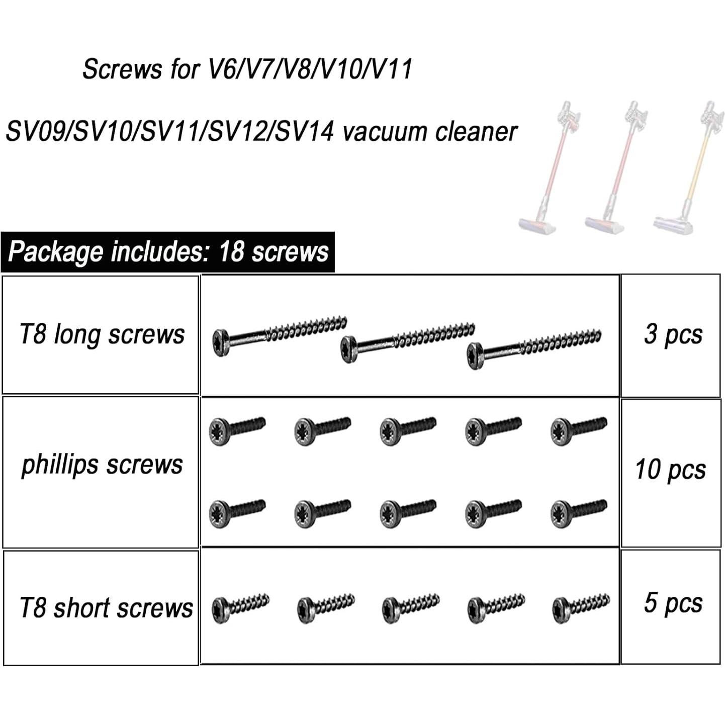 18 Tornillos para Aspiradora Dyson V6 V7 V8 V10 V11 - Frexusuent