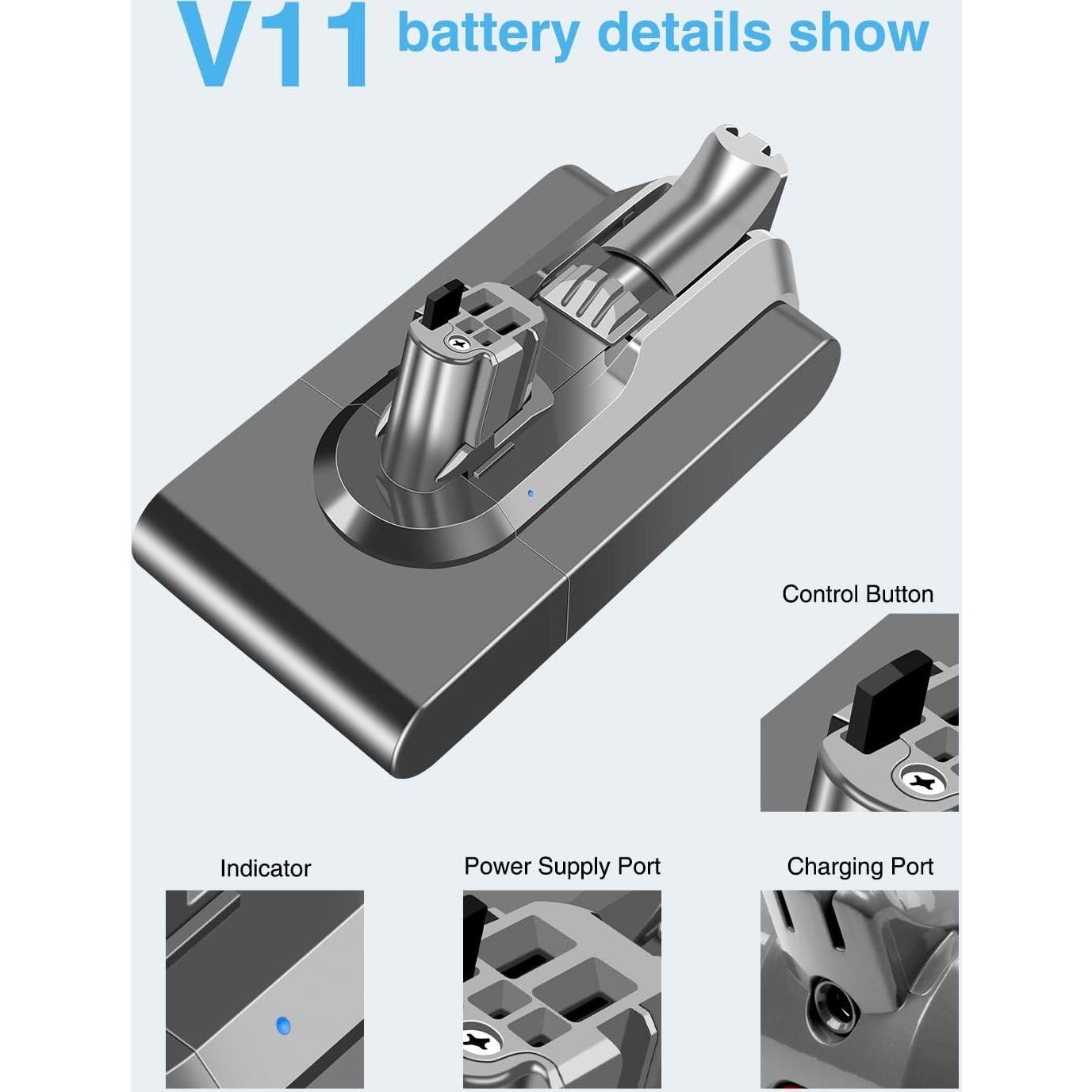 Batería de Reemplazo DTK 6000mAh para Dyson V11 V15 SV15 SV16