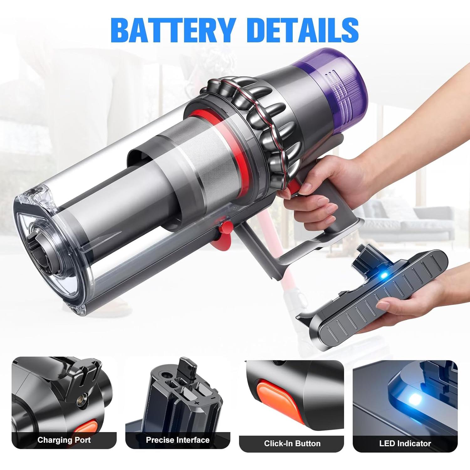 Batería Recargable Litio 25.2V 7000mAh JUNWOOD para Dyson V11 V15