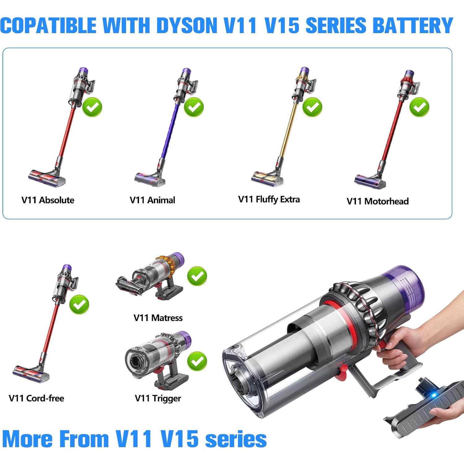 Batería Recargable Litio 25.2V 7000mAh JUNWOOD para Dyson V11 V15