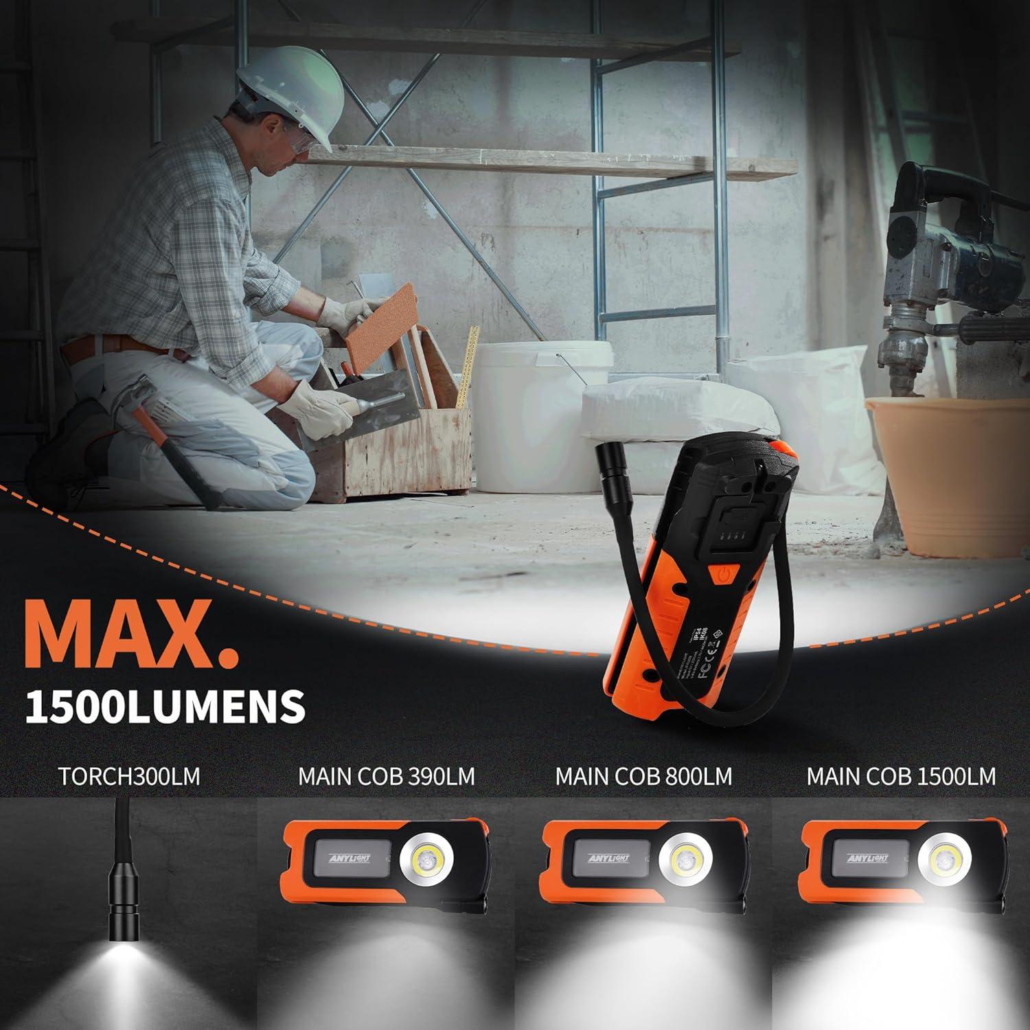 Luz de Trabajo Anylight LED 1500 Lúmenes Flexible USB