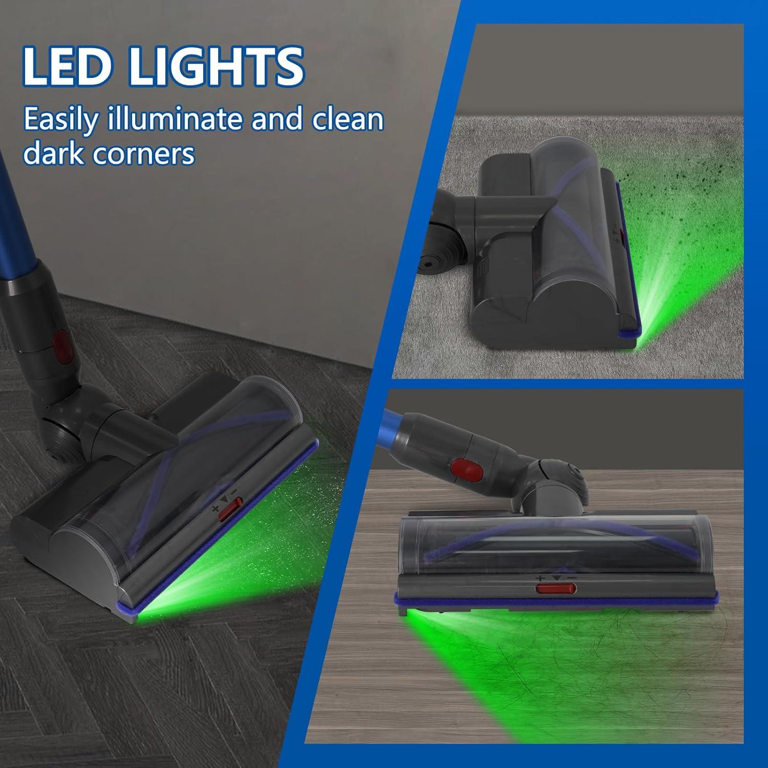 Cabezal de Aspiradora KELUKE Compatible Dyson V8 V10 V11 V15 Luz Verde