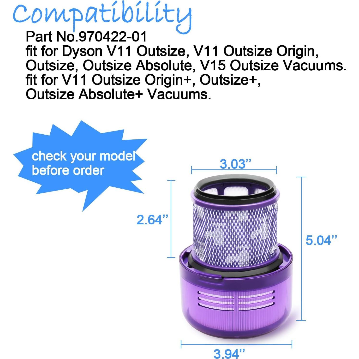 Filtro de Reemplazo para Aspiradoras Dyson V11 Outsize - 3 Piezas