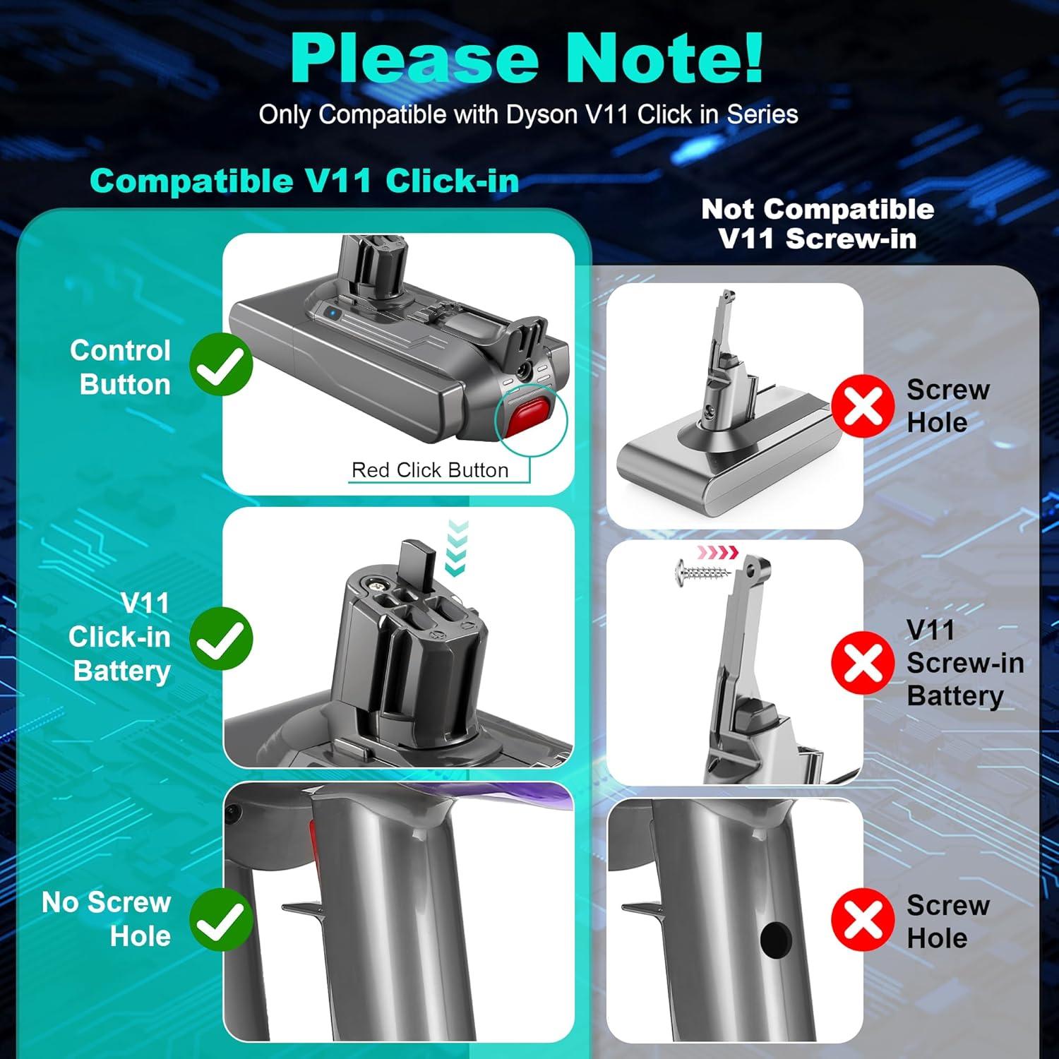 Batería de Reemplazo NYI V11 Click-in 25.2V 99.79WH para Dyson V15