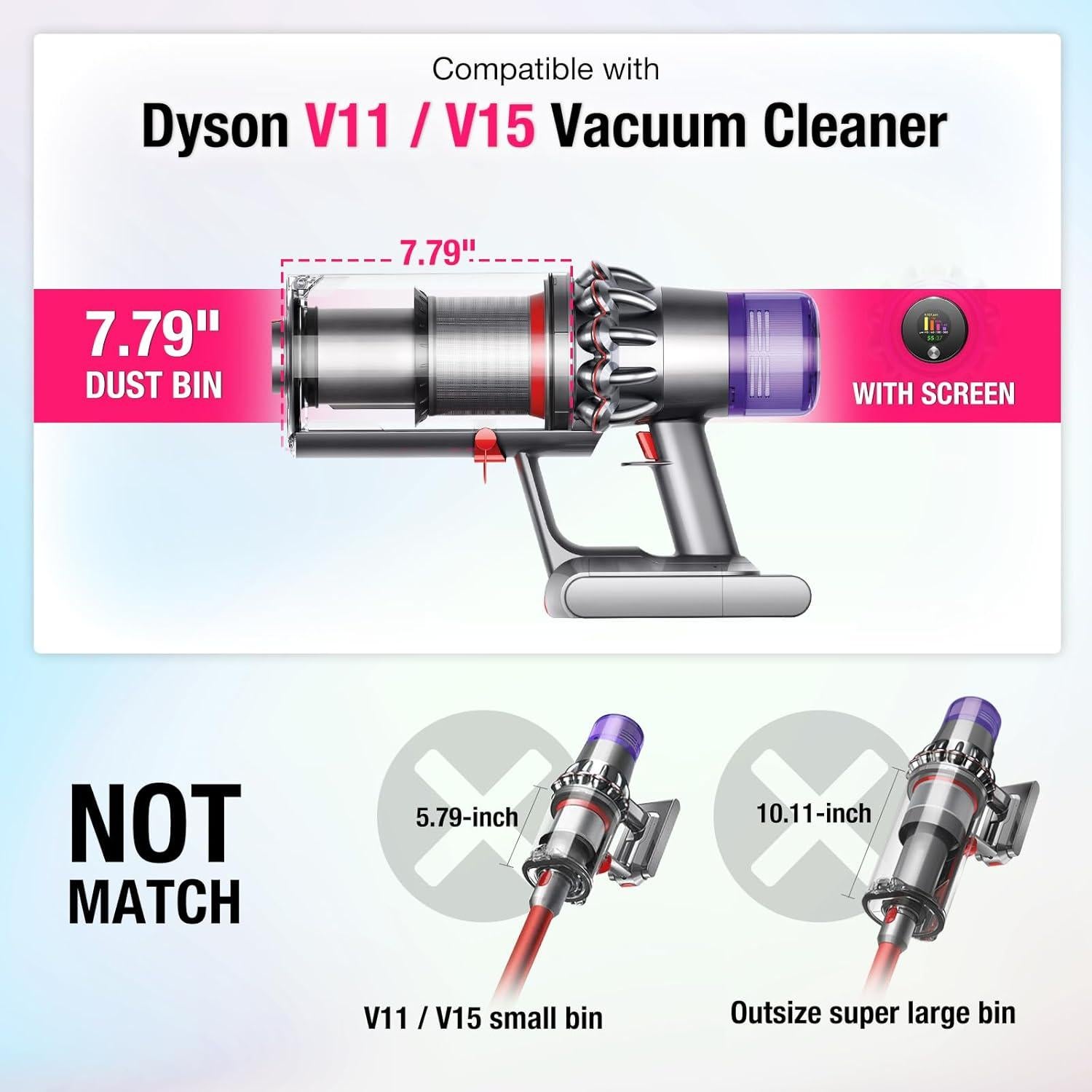 Cubo de Polvo Mejorado Kuflant para Aspiradora Dyson V11 V15