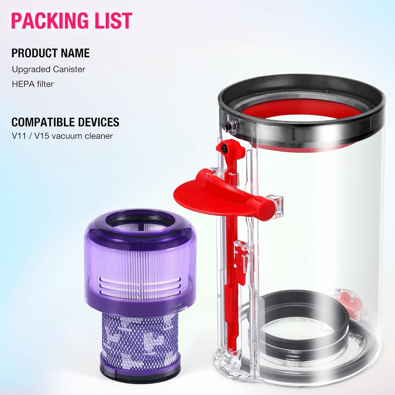 Cubo de Polvo Mejorado Kuflant para Aspiradora Dyson V11 V15