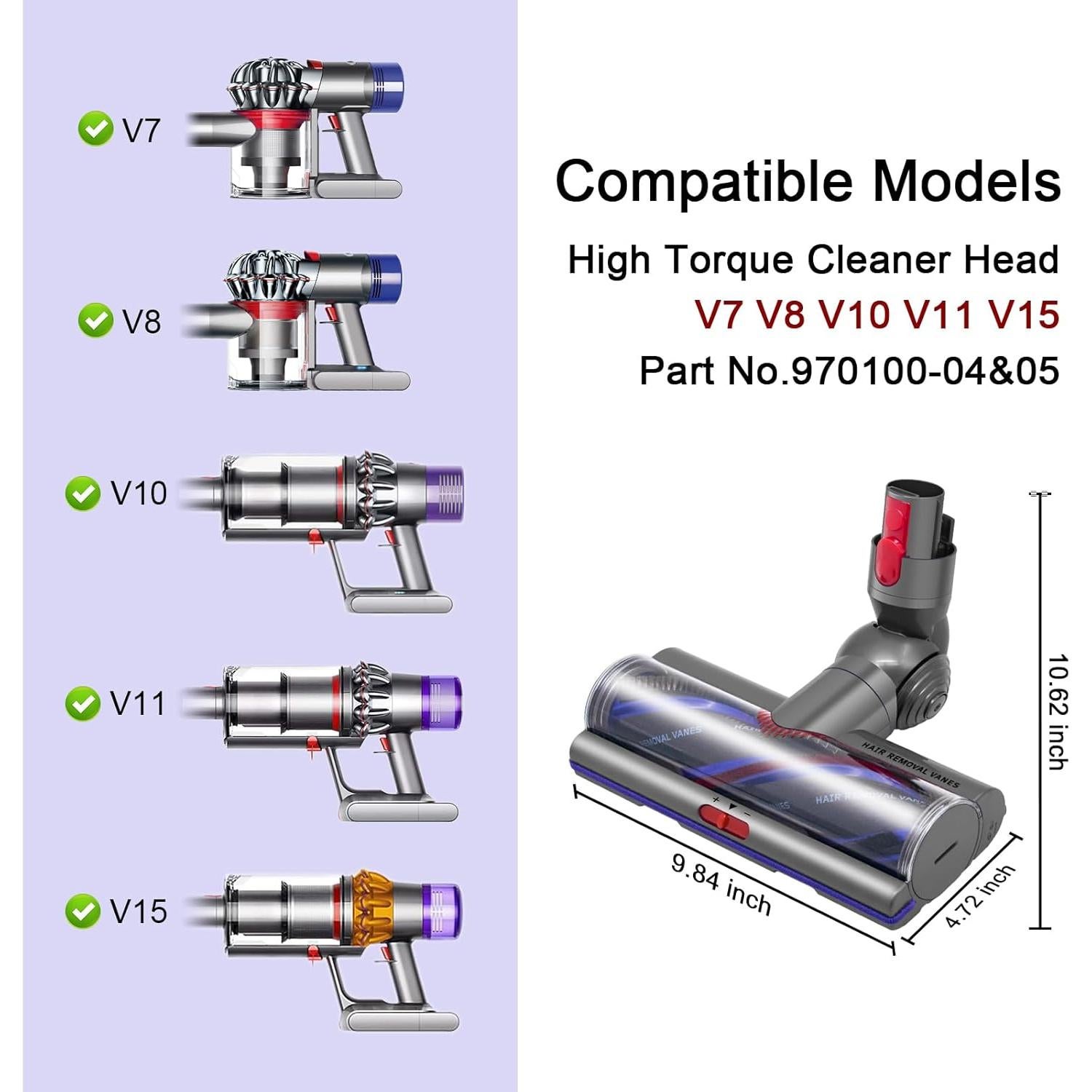 Cabezal de limpieza Bolan-Tech para aspiradoras Dyson V7 V8 V10 V11 V15