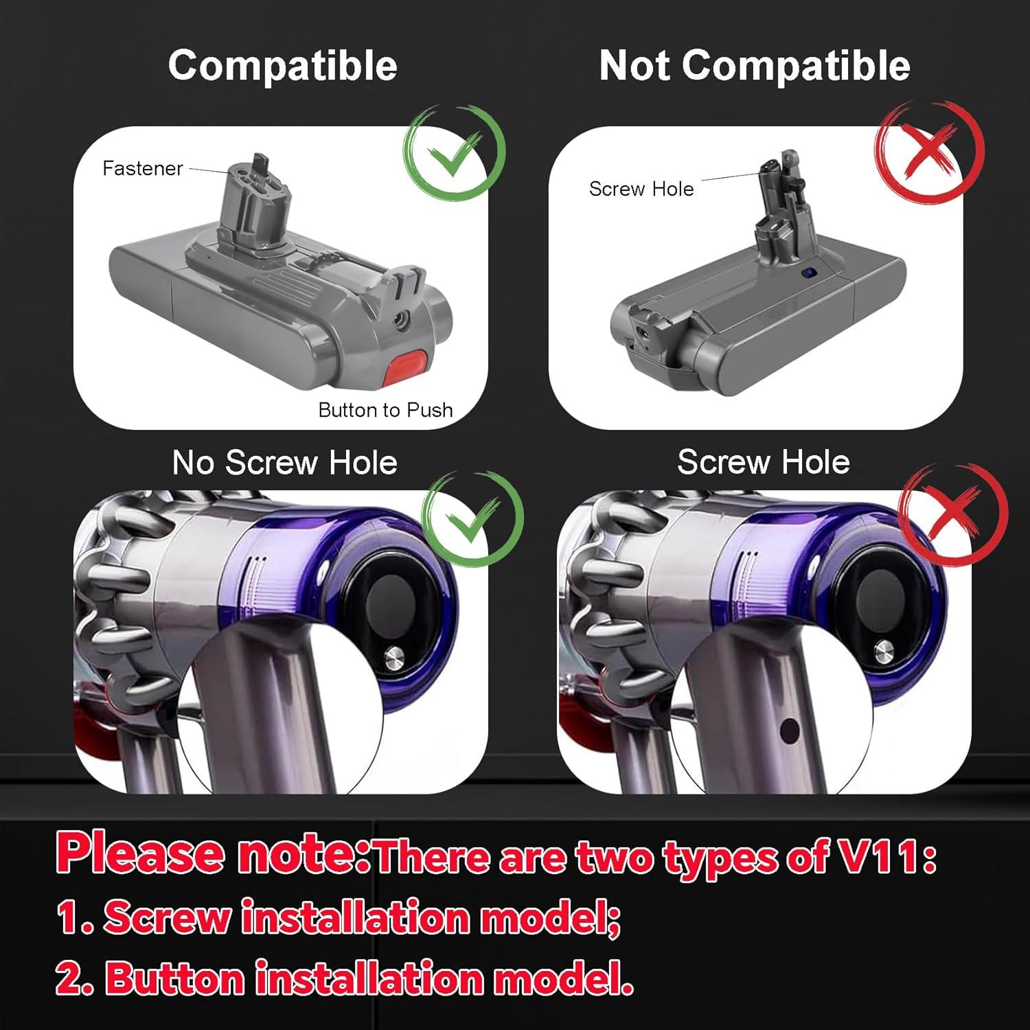 Batería de Reemplazo Click-in 6000mAh para Dyson V11/V15
