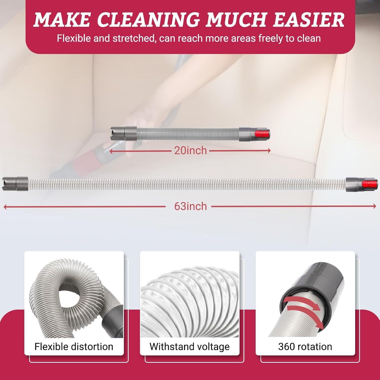 Cepillo de Polvo y Manguera Flexible ACCTDLF para Dyson V7 V8 V10 V11 V15