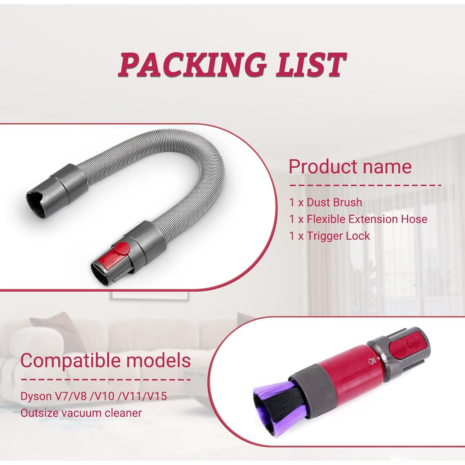 Cepillo de Polvo y Manguera Flexible ACCTDLF para Dyson V7 V8 V10 V11 V15