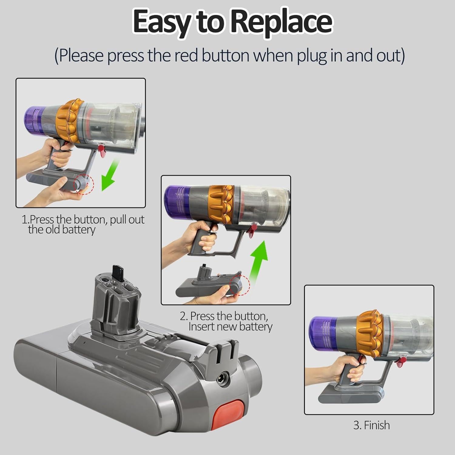 Batería de Reemplazo 25.2V 6.0Ah Xeanerol para Dyson V11