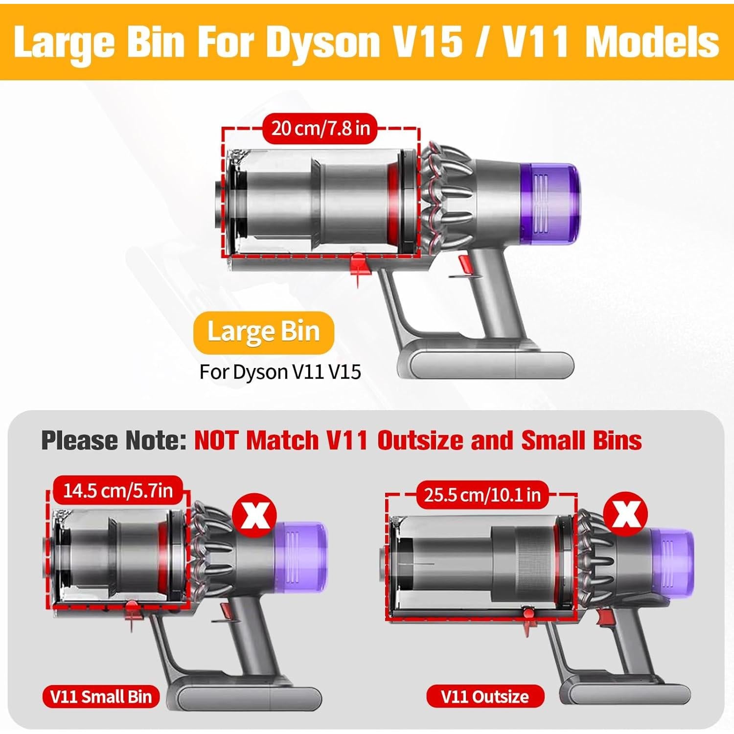 Contenedor de Repuesto RUKHOOL para Aspiradora Dyson V11 V15 SV14 SV15 SV22