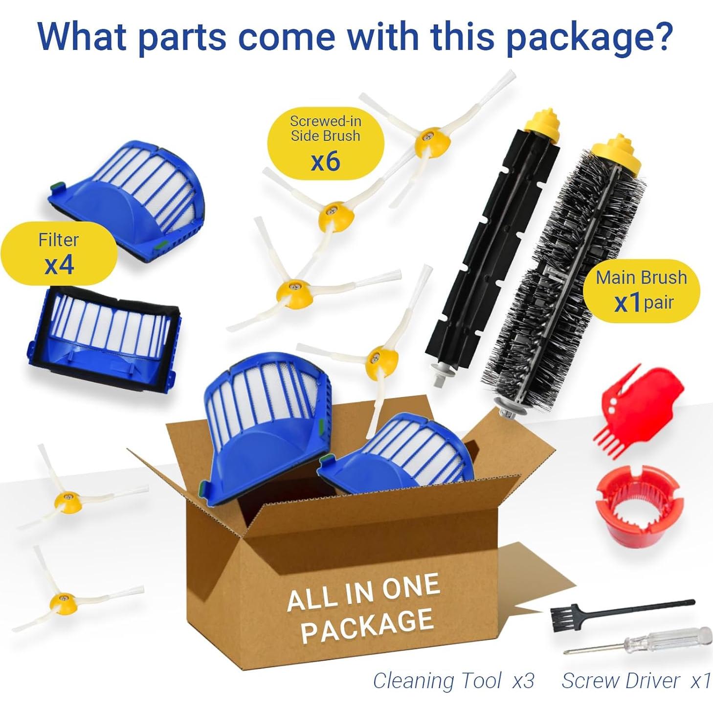 Kit de Repuestos iRobot Roomba 600 - 1 Cepillo, 4 Filtros, 6 Laterales