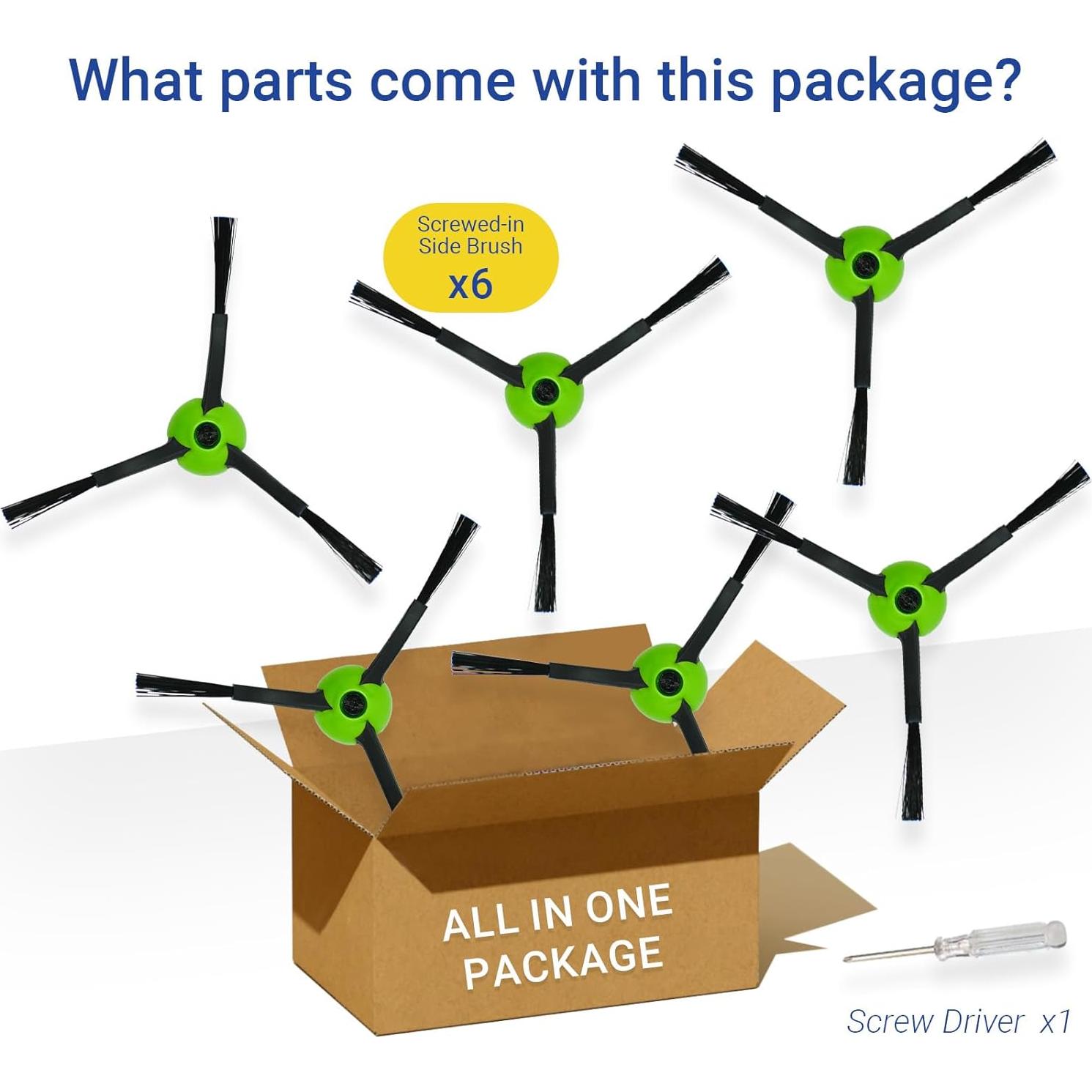Kit de Repuesto para iRobot Roomba J5/J6/J7/J8/J9 - 6 Cepillos Laterales