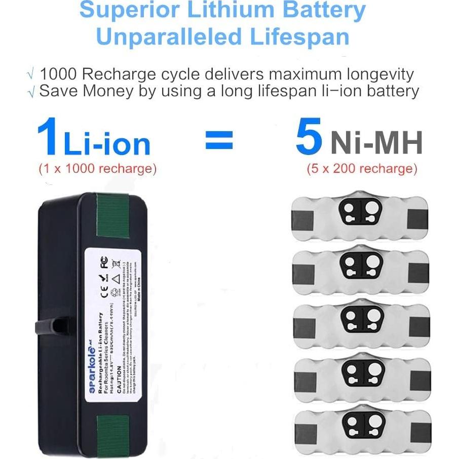 Batería de 5300mAh Litio SPARKOLE para iRobot Roomba 500 600 700 800