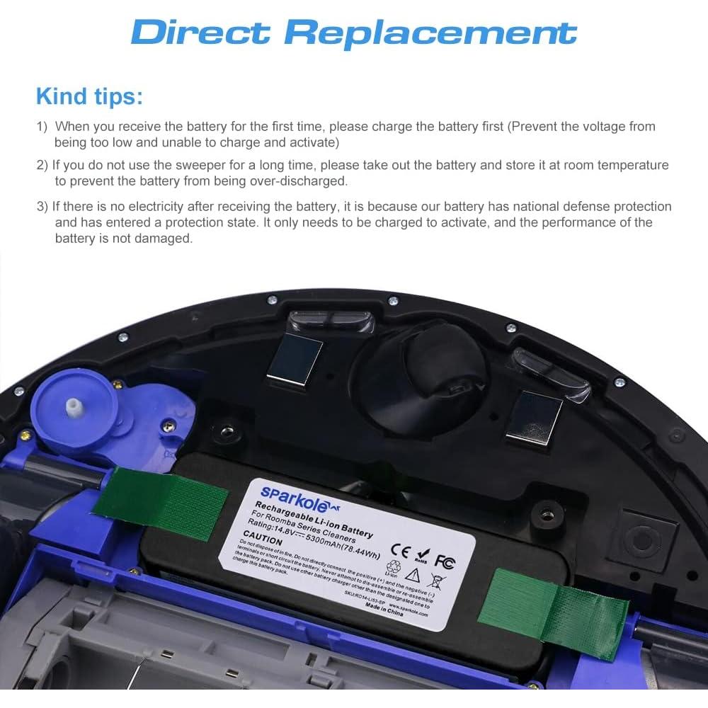 Batería de 5300mAh Litio SPARKOLE para iRobot Roomba 500 600 700 800