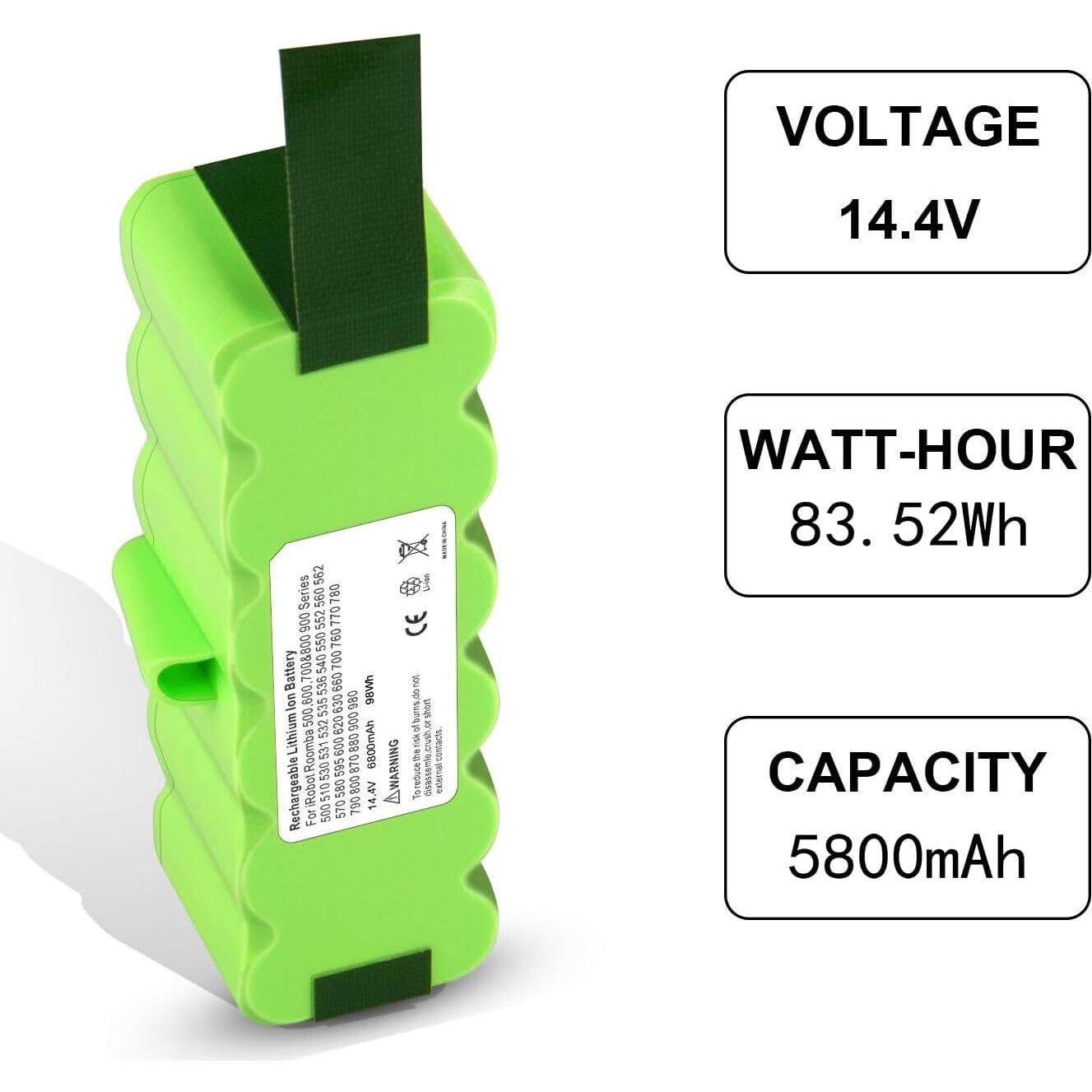 Batería de Vida Extendida XLife FSANXF para iRobot Roomba 500-800 5800mAh