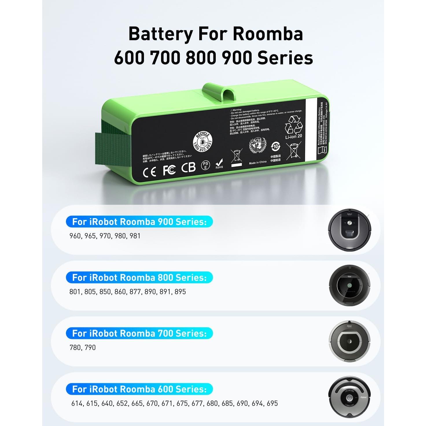 Batería de Reemplazo 1800mAh SPARKOLE para iRobot Roomba 600-900