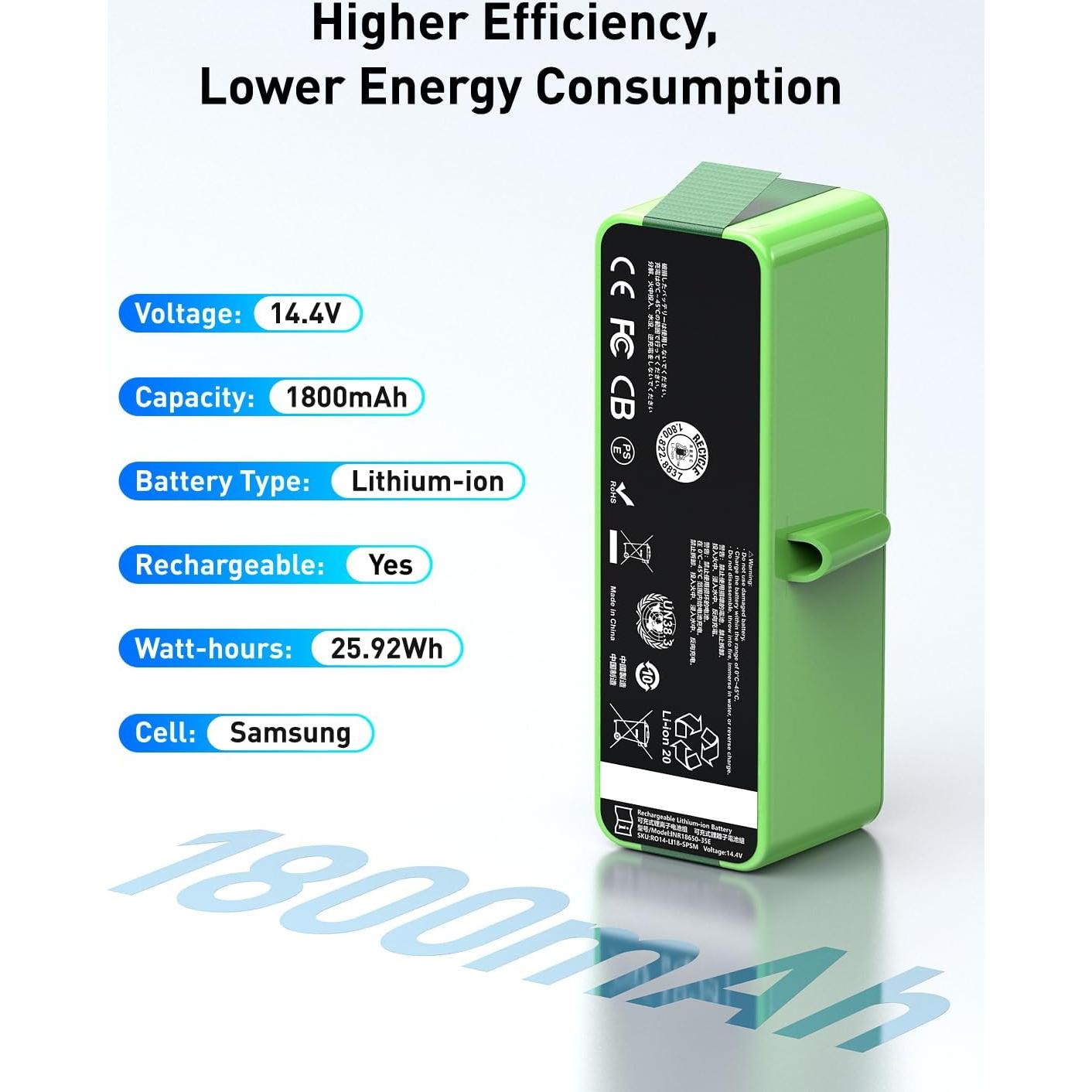 Batería de Reemplazo 1800mAh SPARKOLE para iRobot Roomba 600-900