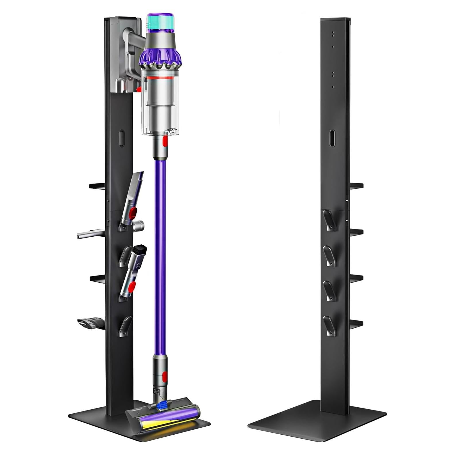 Soporte para Aspiradora PEGZONE con 4 Estantes y Ganchos, Negro
