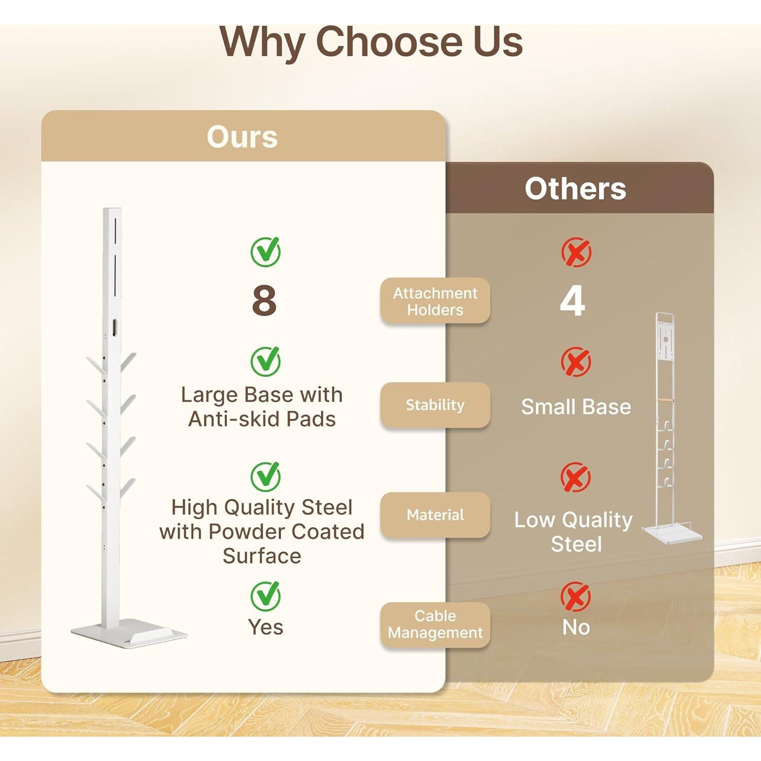 Soporte para Aspiradora Inalámbrica PEGZONE con 8 Ganchos Blanco