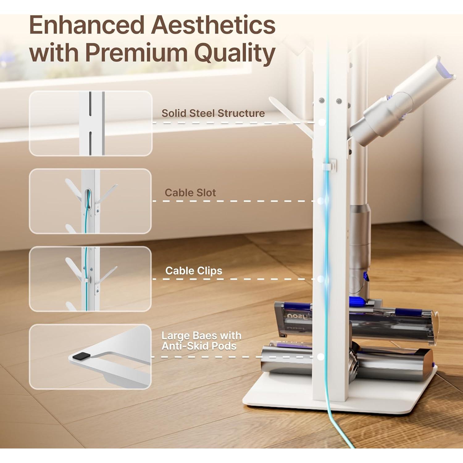 Soporte para Aspiradora Inalámbrica PEGZONE con 8 Ganchos Blanco