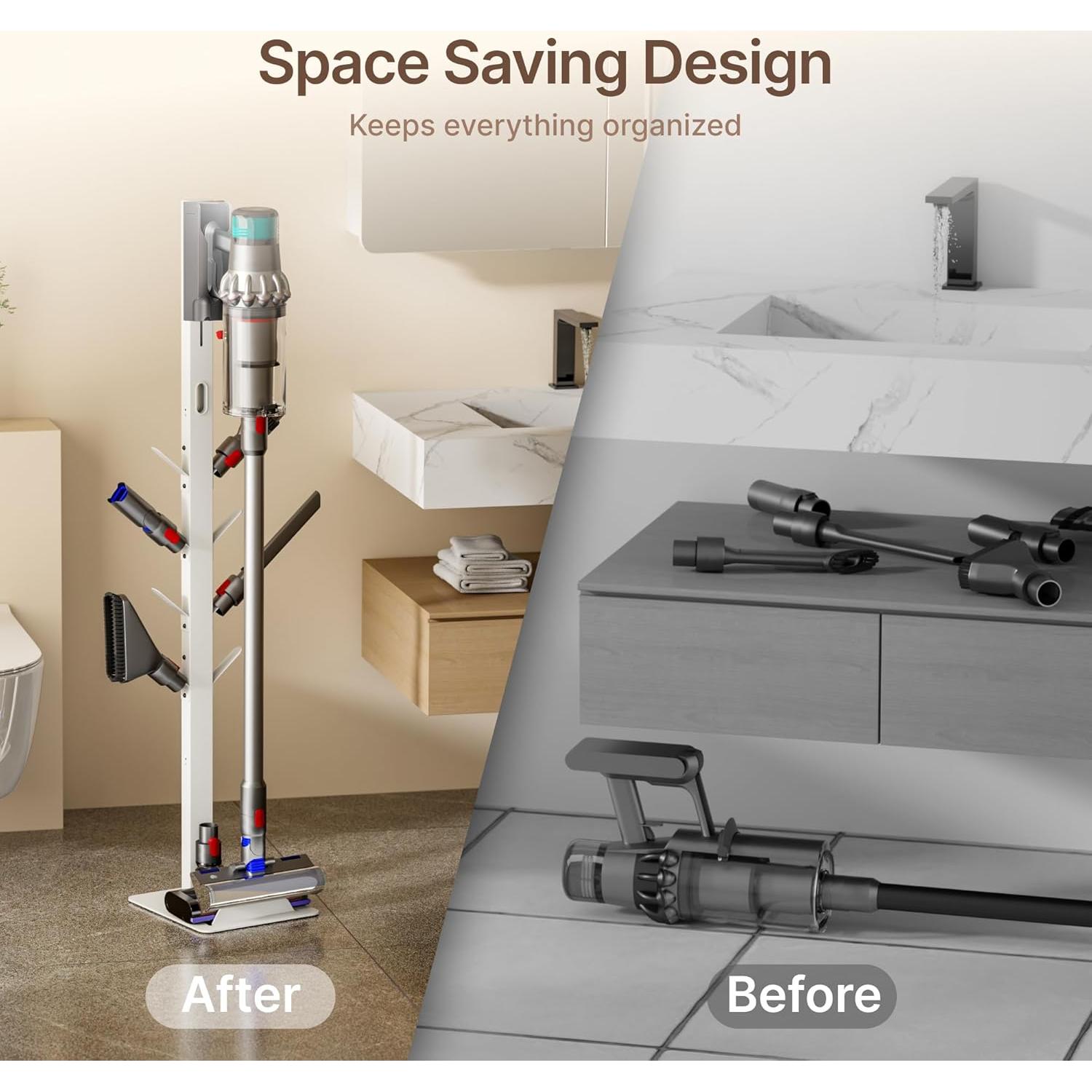 Soporte para Aspiradora Inalámbrica PEGZONE con 8 Ganchos Blanco