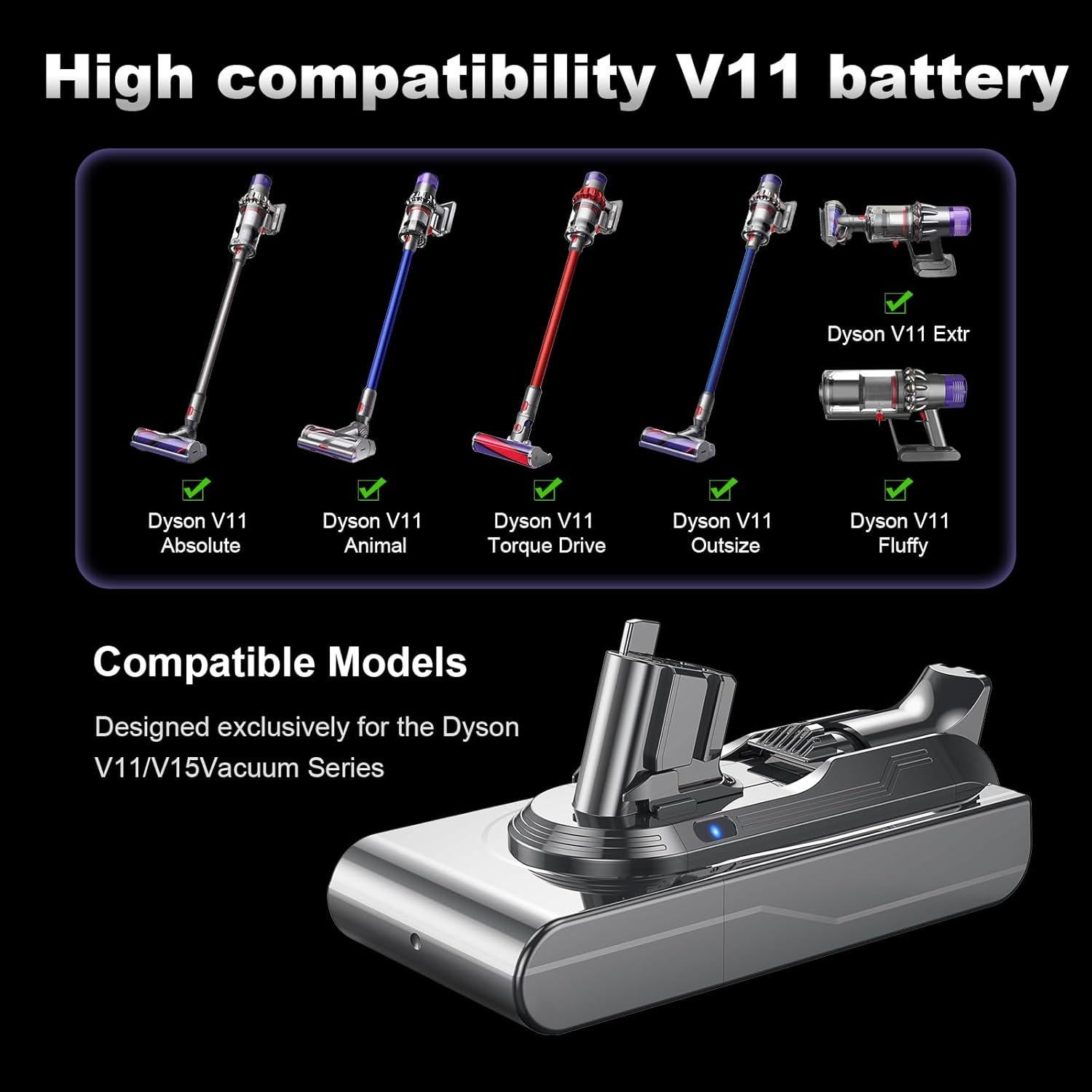 Batería de Reemplazo 8000mAh para Dyson V11/V15 - EVSUO