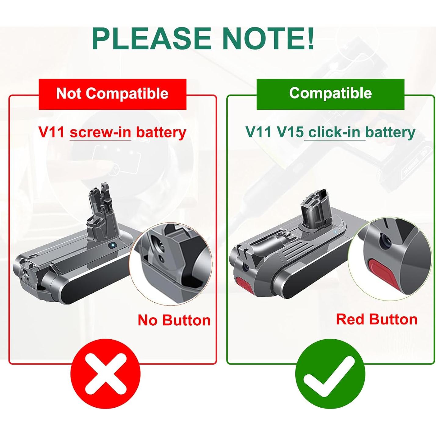 Batería de Reemplazo 6.0Ah para Aspiradora Dyson V11
