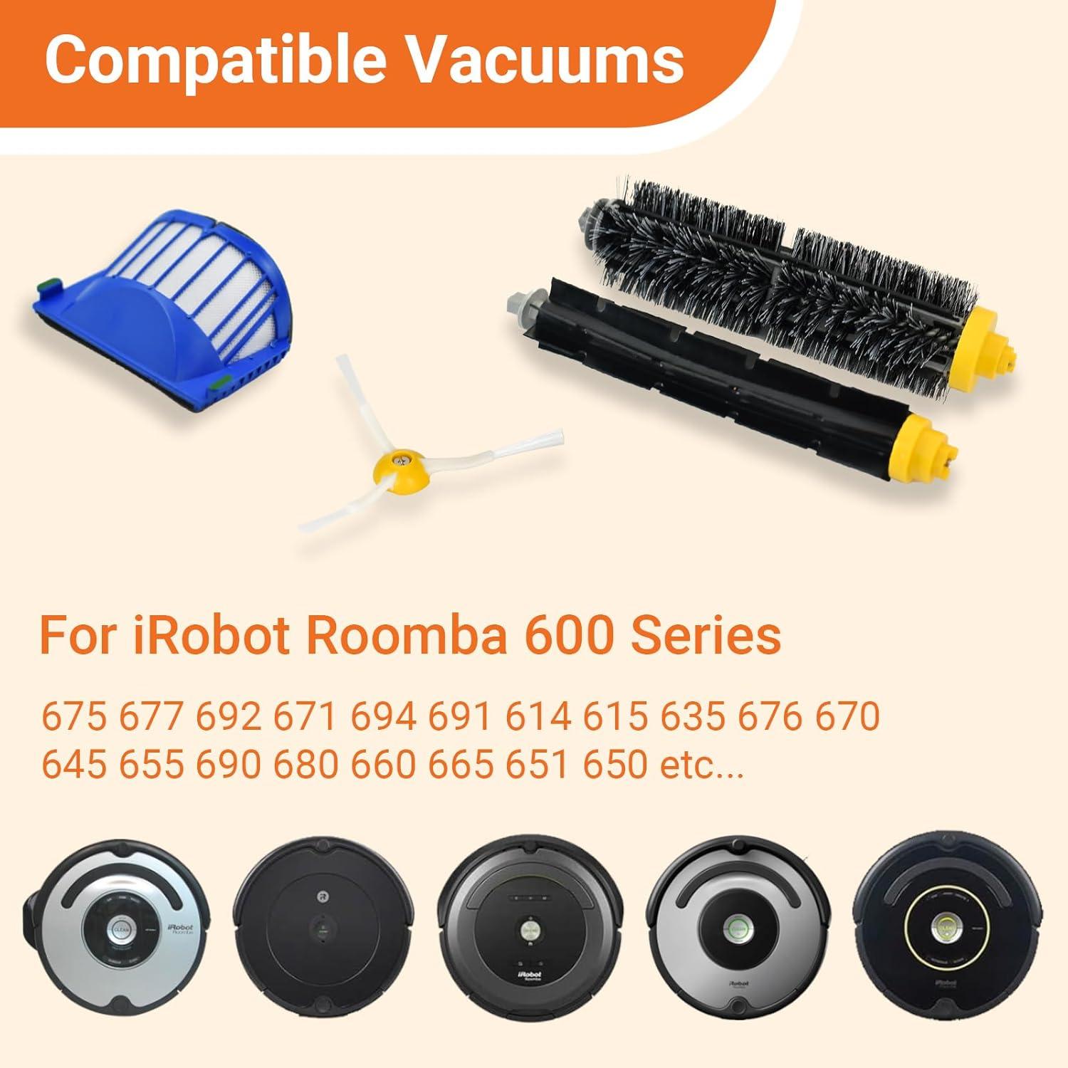 Kit de Repuestos iRobot Roomba 692 694 675 677 - 1 Cepillo, 3 Filtros, 8 Cepillos Laterales