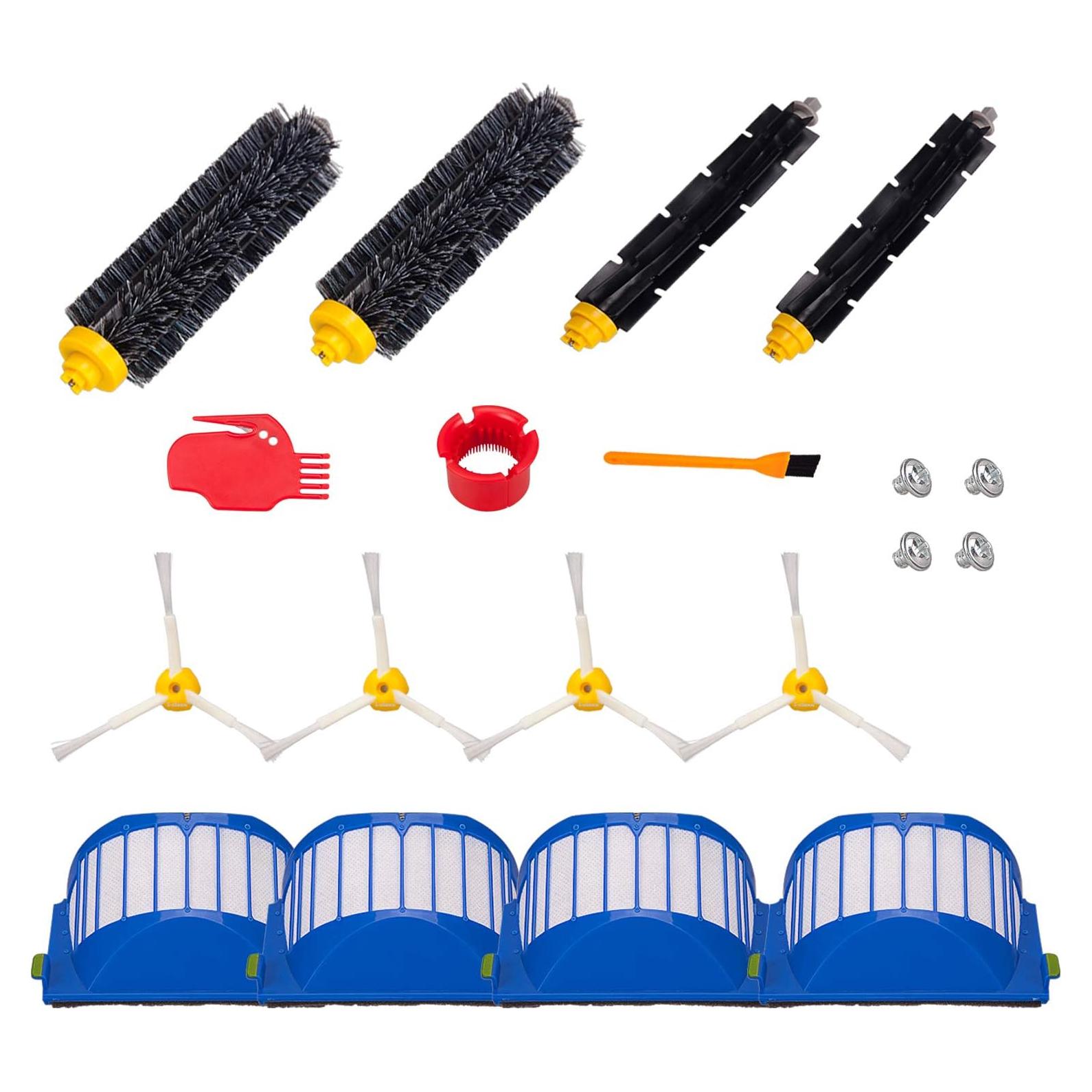 Kit de Repuestos para iRobot Roomba 500 y 600 - 4 Filtros y Cepillos