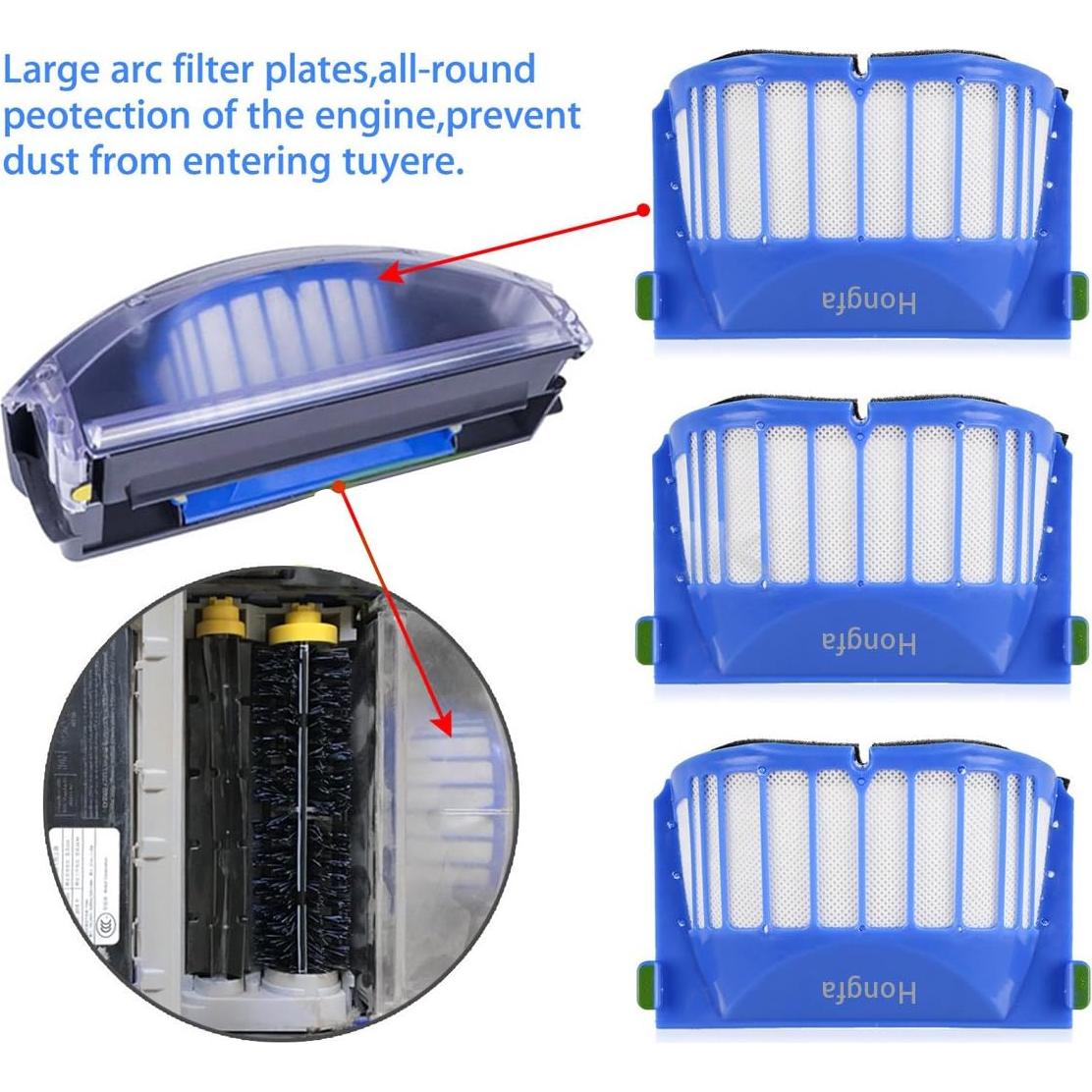 Kit de Repuestos para iRobot Roomba 500 y 600 - 4 Filtros y Cepillos