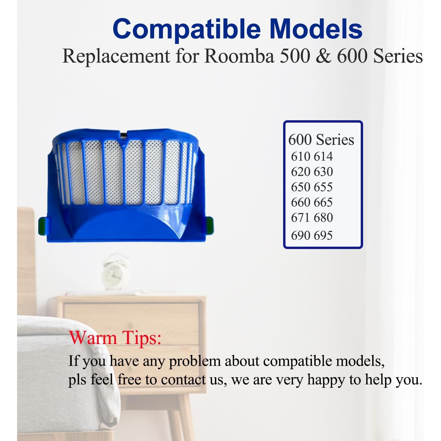 Paquete de 4 Filtros de Alta Eficiencia Zengerent para iRobot Roomba 500/600