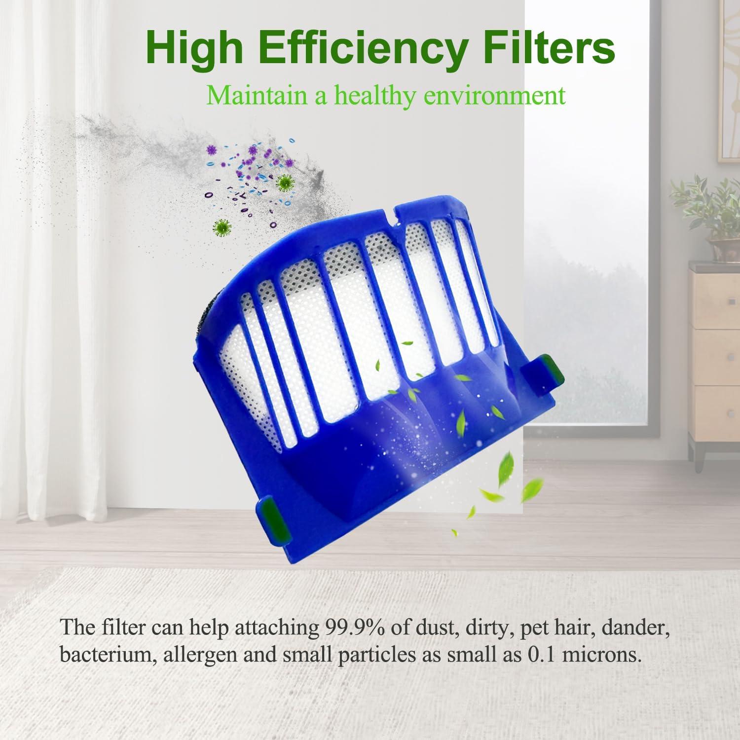 Paquete de 4 Filtros de Alta Eficiencia Zengerent para iRobot Roomba 500/600