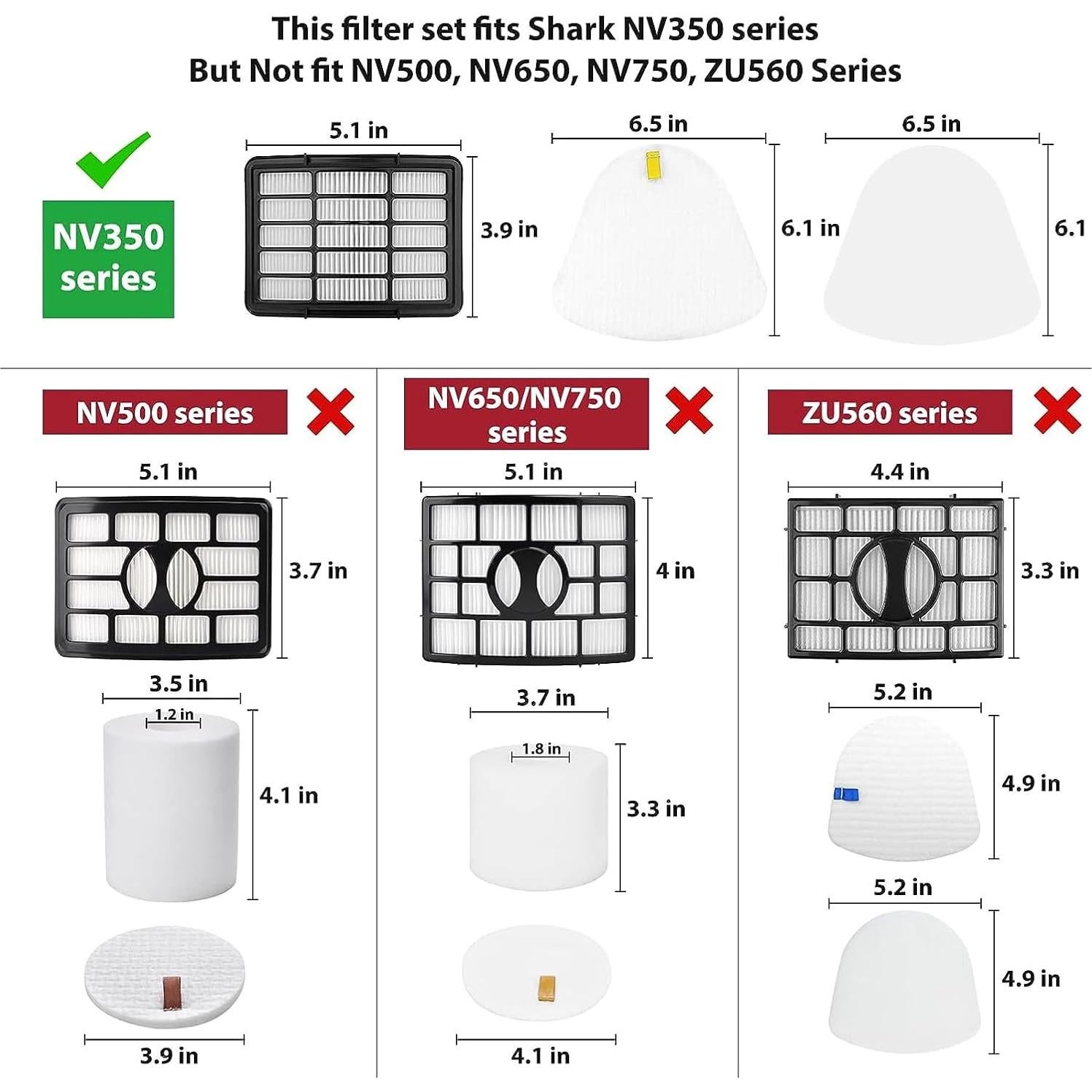 Paquete de 2 Filtros HEPA + 4 Filtros Espuma Shark NV350
