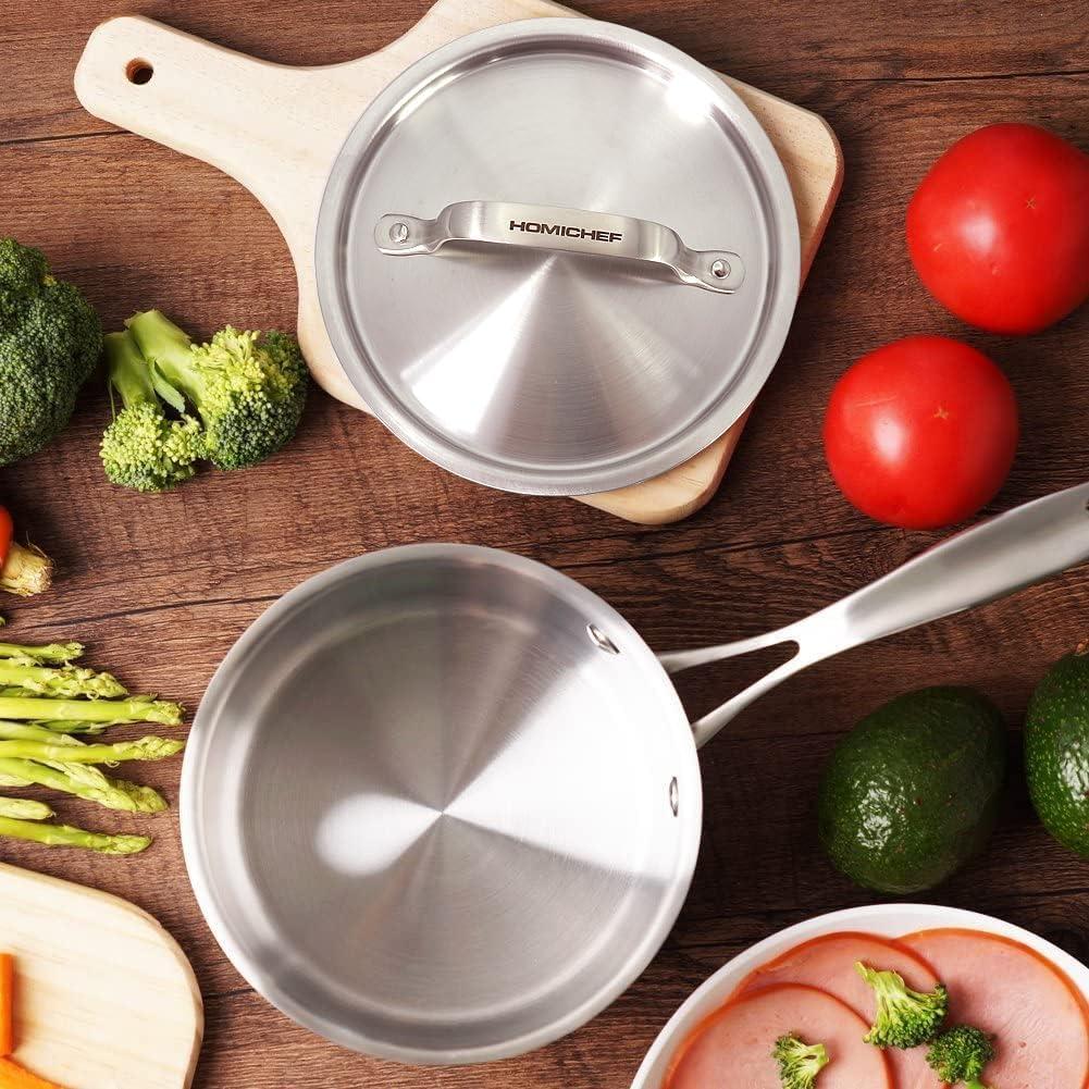Olla de Acero Inoxidable HOMICHEF 1.8L Sin Níquel Mate