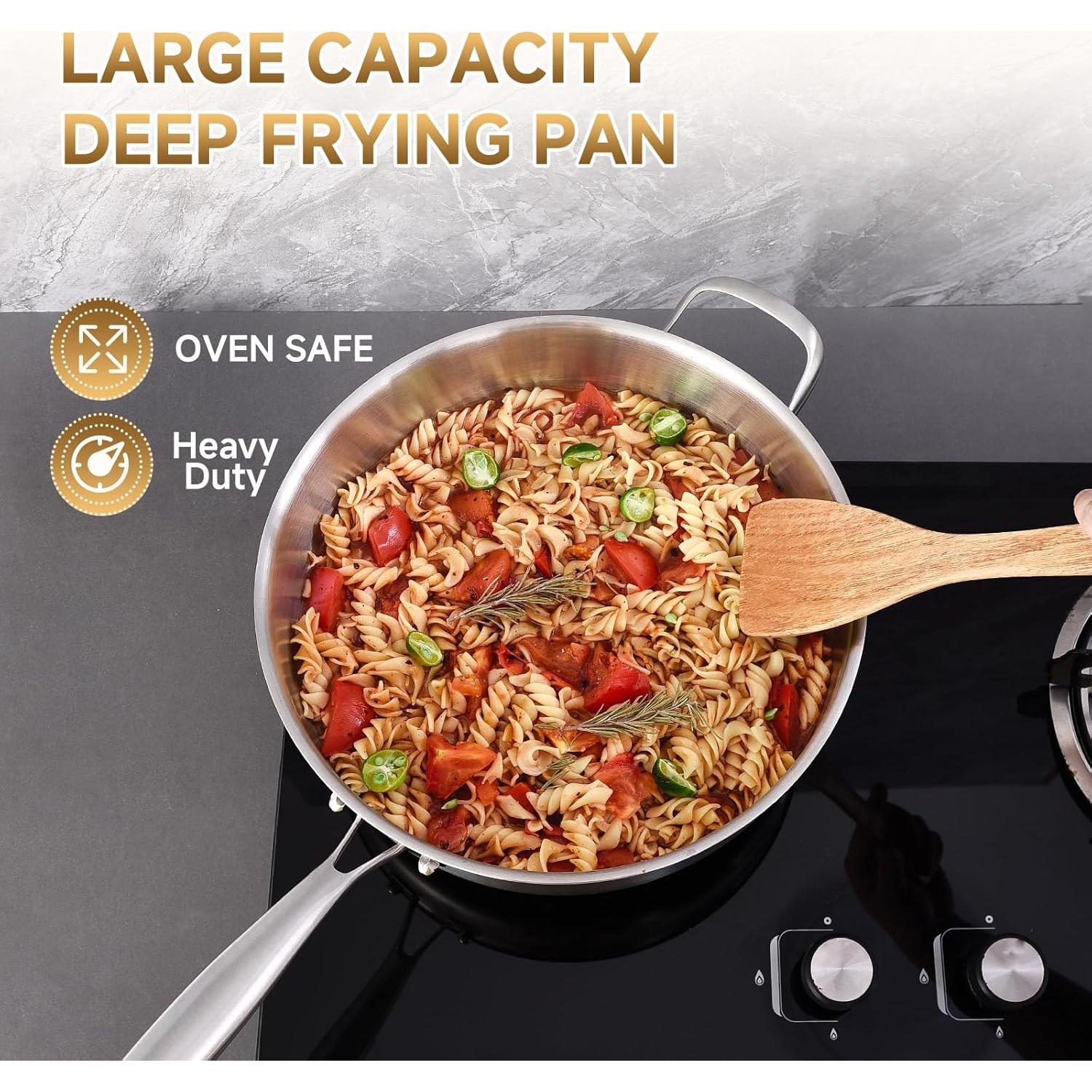 Sartén Profunda Inqibee 6 Cuartos Acero Inoxidable con Tapa