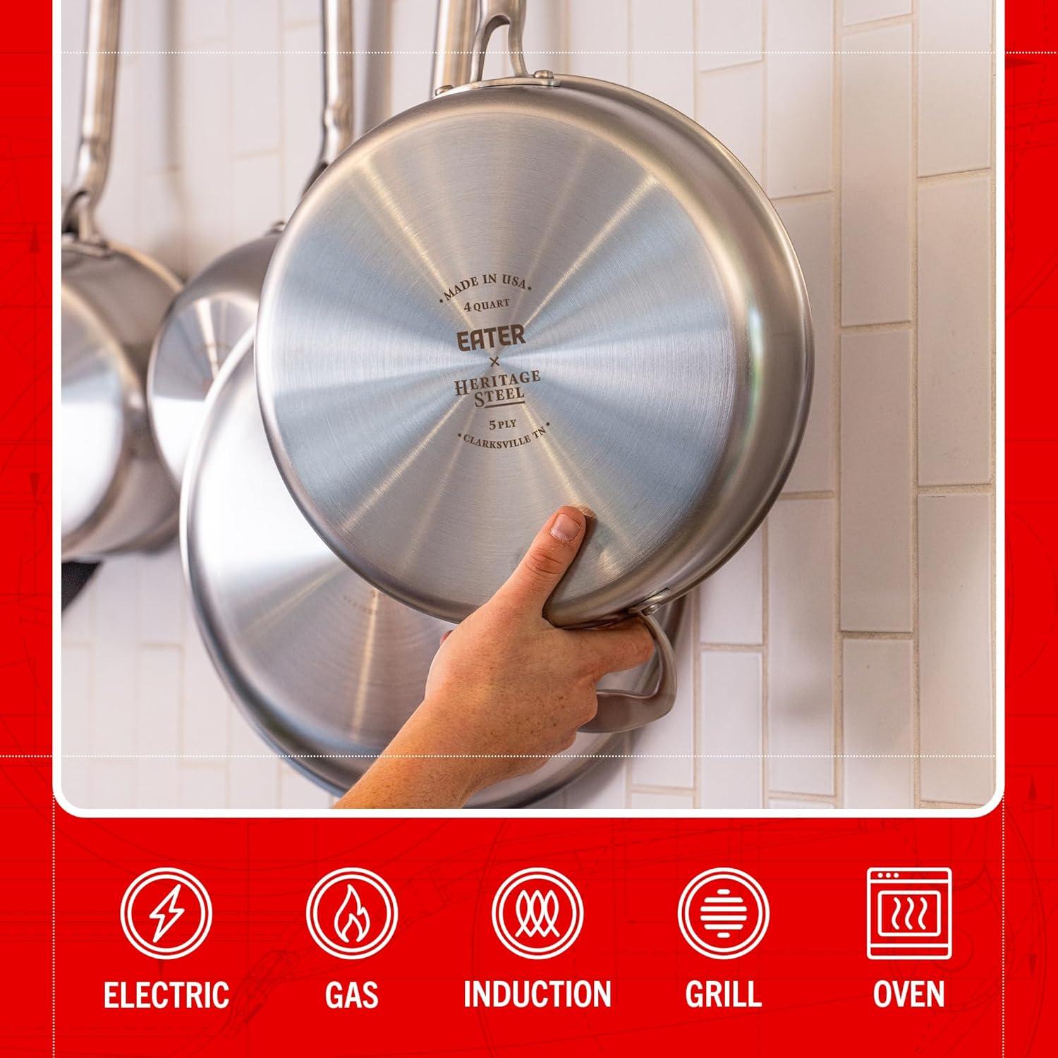 Sartén Sauté Heritage Steel 4 Cuartos Acero Inoxidable