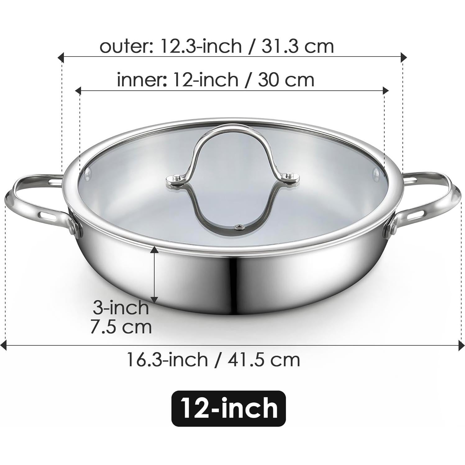 Wok de Acero Inoxidable Cooks Standard 30.48 cm con Tapa
