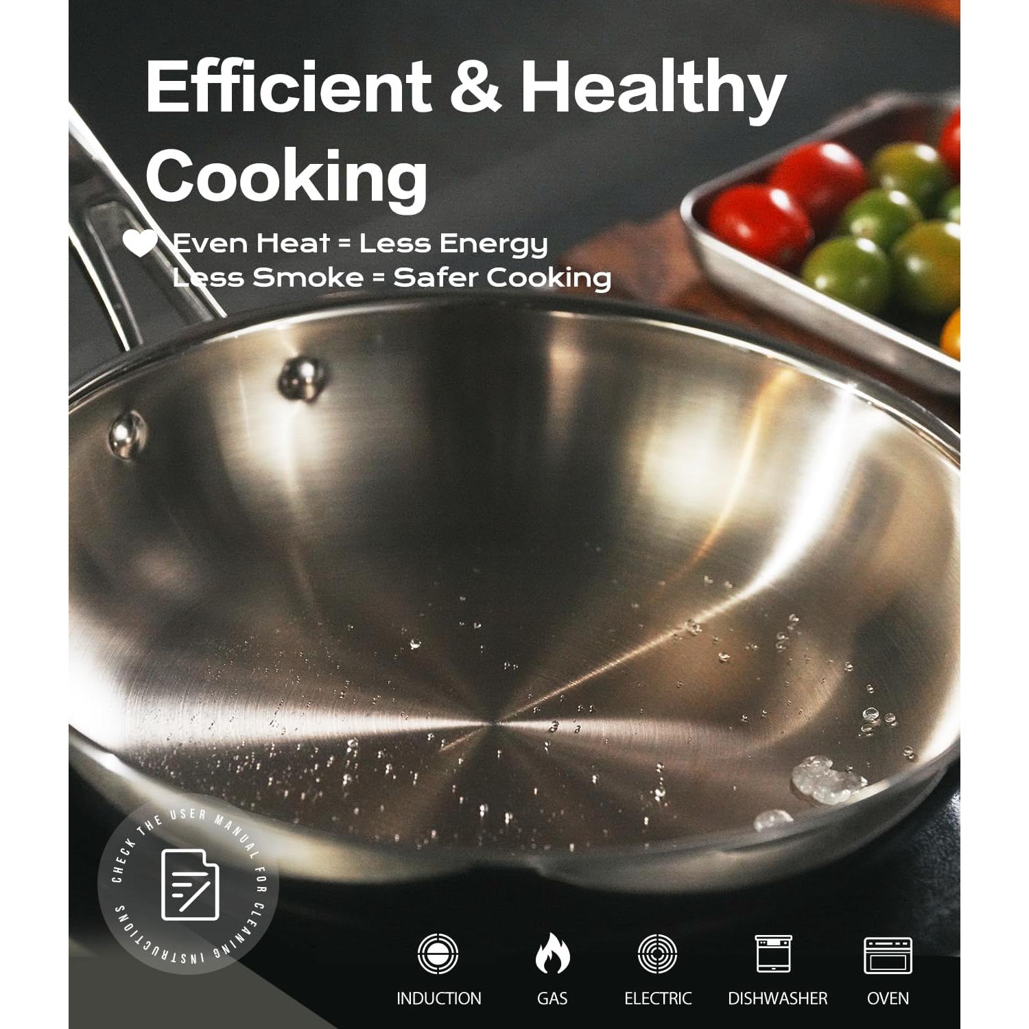 Sartén de Acero Inoxidable Lebof 30.5 cm 5 Capas para Inducción