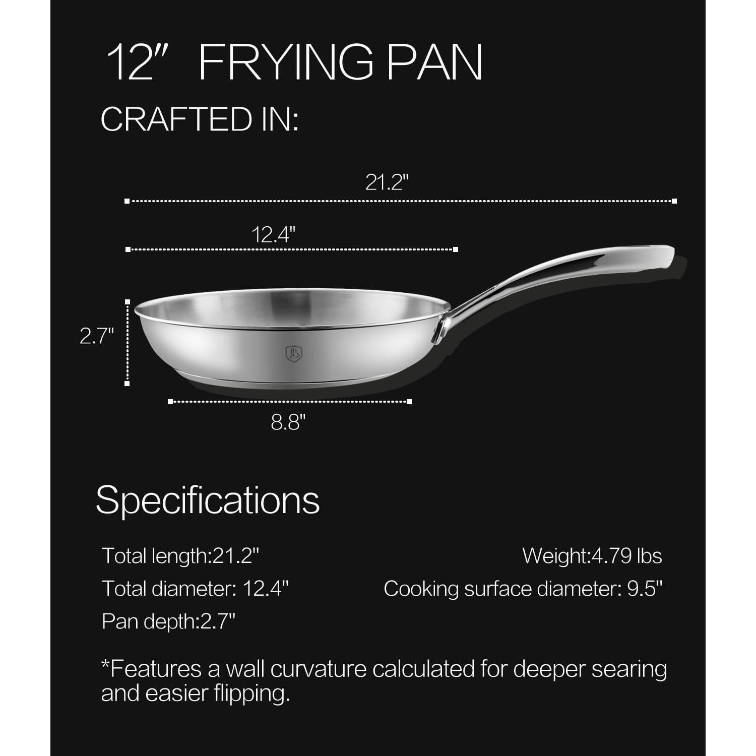 Sartén de Acero Inoxidable Lebof 30.5 cm 5 Capas para Inducción