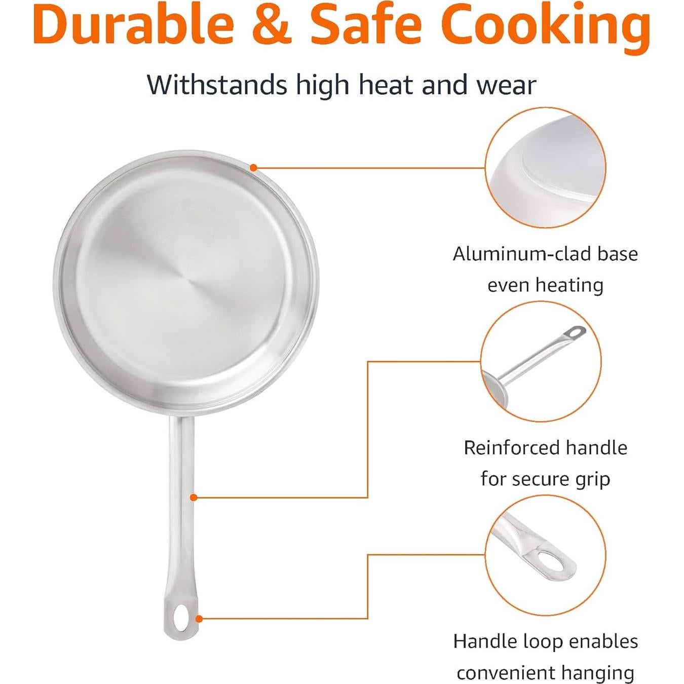 Juego de Sartenes de Acero Inoxidable 3 Piezas Amazon Basics