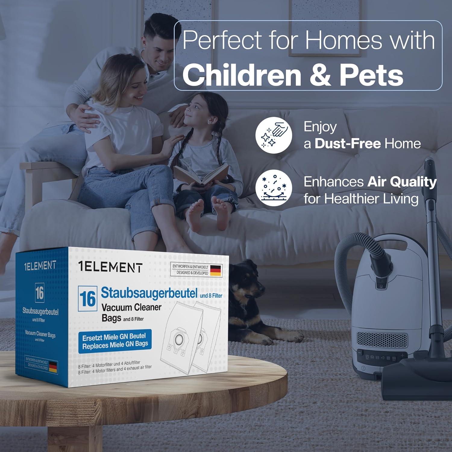 16 Bolsas de Aspiradora GN 1E para Miele Classic C1, C2, C3