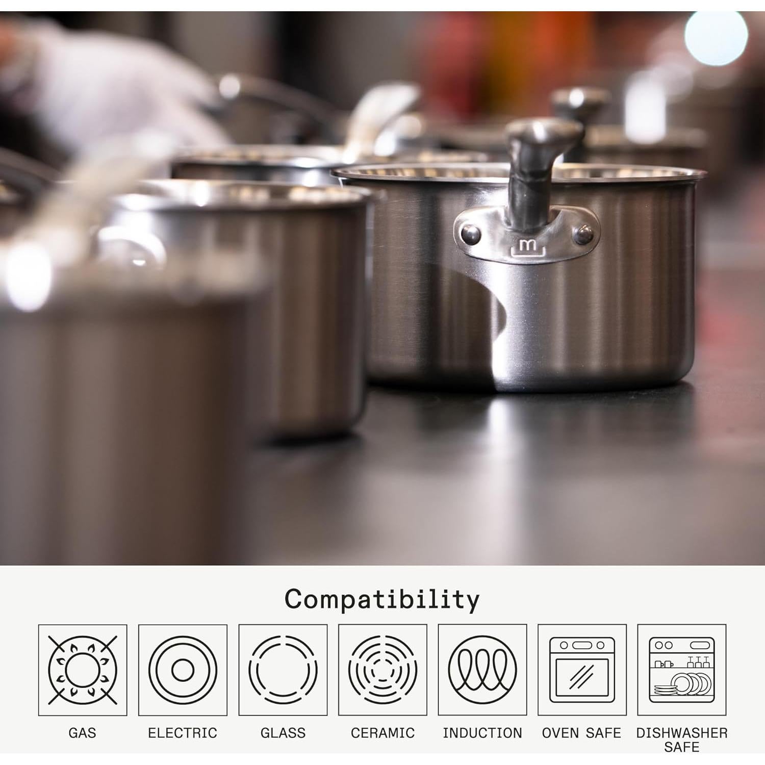 Juego de Ollas y Sartenes de Acero Inoxidable Made In - 10 Piezas