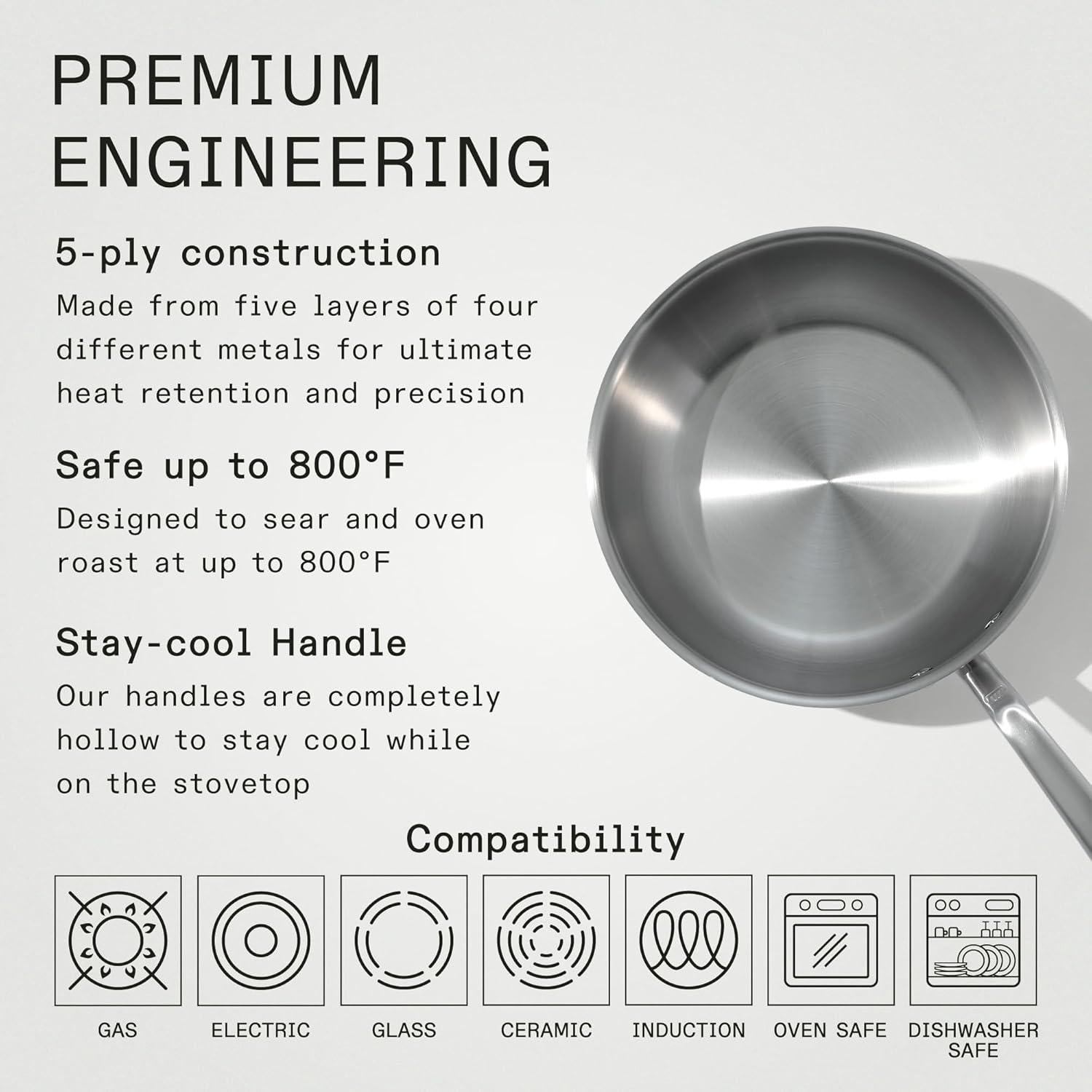 Sartén Saucier Made In 3 Cuartos Acero Inoxidable 5 Capas