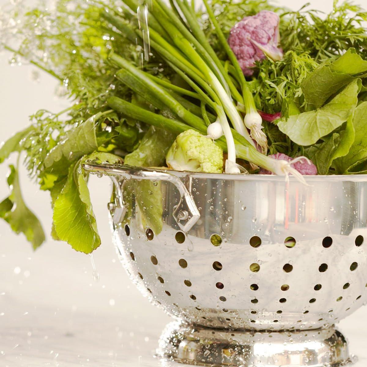 Colador de Acero Inoxidable All-Clad 5 Cuartos con Mango