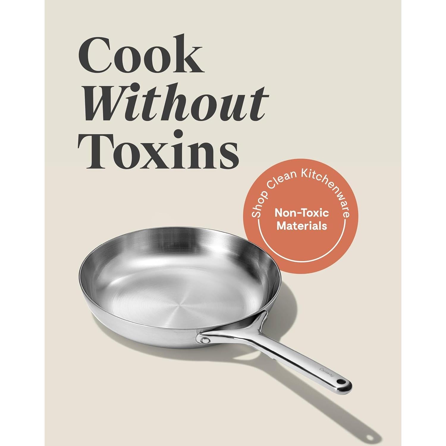 Sartén de Acero Inoxidable Caraway 20 cm con Tapa de Vidrio